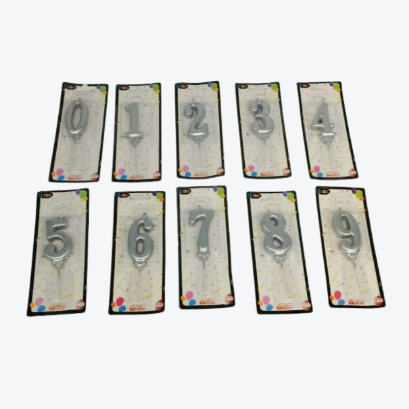 Silver number candles